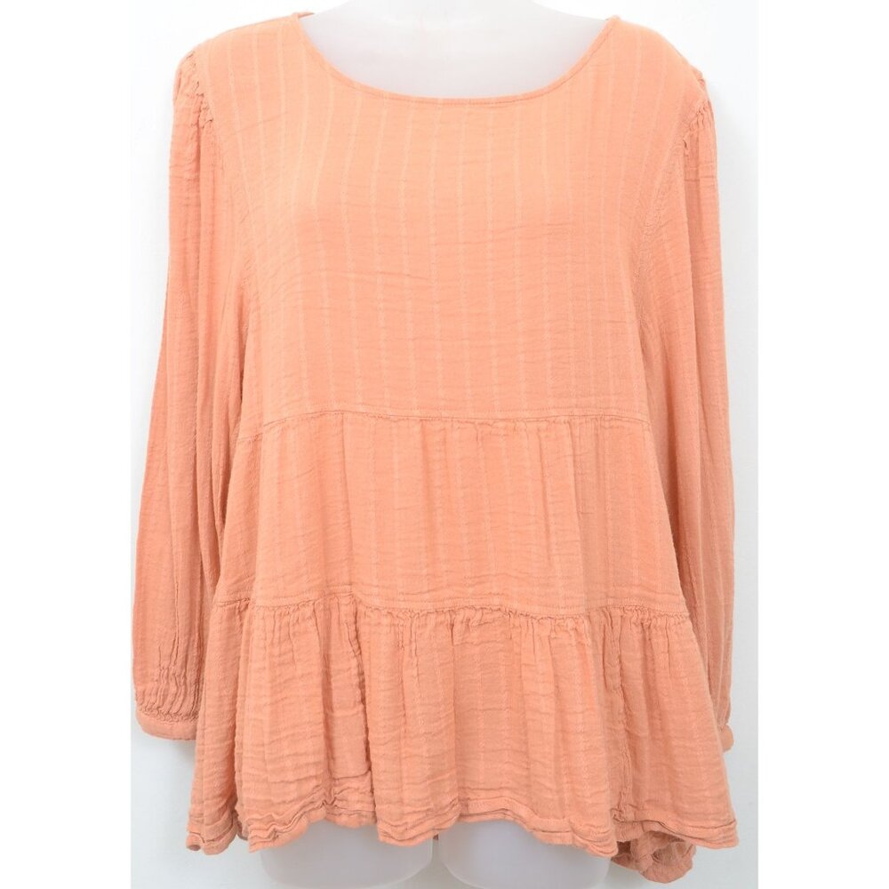 American Eagle Baby Doll Tiered Cut-out Back Boho Peasant Beachy Blouse XL